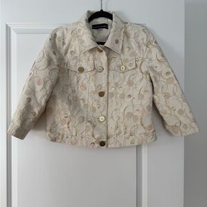 Women's Cream Jean Jacket with Gold Accents